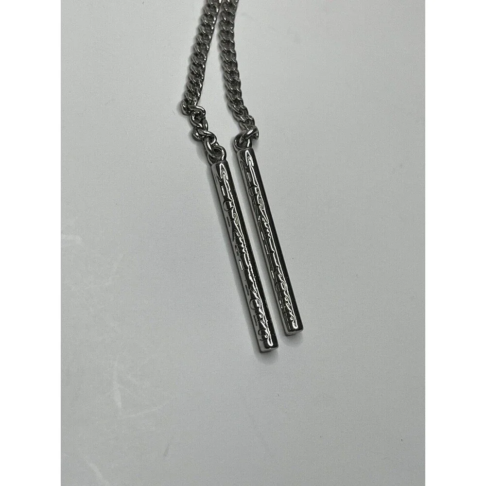 Michael Kors Silver Tone Chain & Bar Lariat Necklace 36